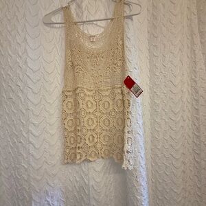 Elegant Cream Crochet Lace Tank Top
